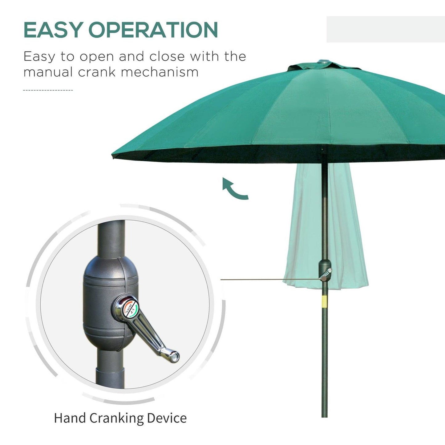 2.6m Shanghai Garden Parasol Umbrella with Crank & Tilt