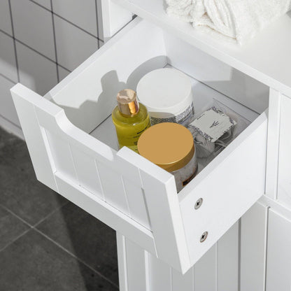 kleankin Bathroom Floor Cabinet Free Standing Storage Cupboard with 2 Drawers Adjustable Shelf White