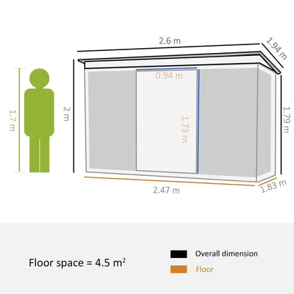 Lightsky 8.5 x 6' Double Door Pent Garden Shed Steel Green by Steadfast
