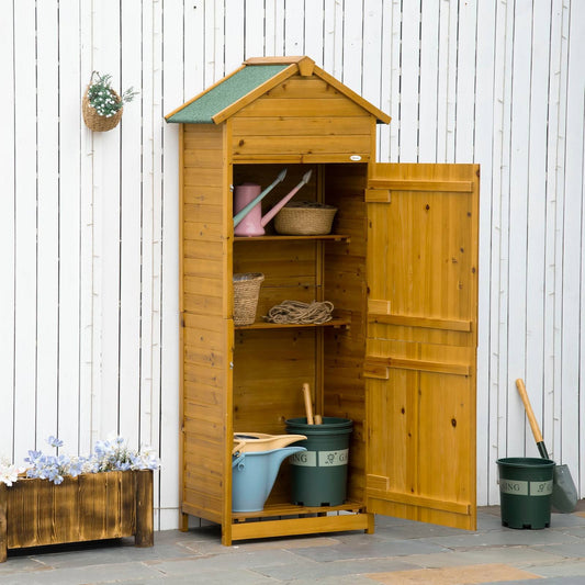 Rustica 191cm Barn Door Apex Garden Store With Shelves Fir Wood Natural by Steadfast