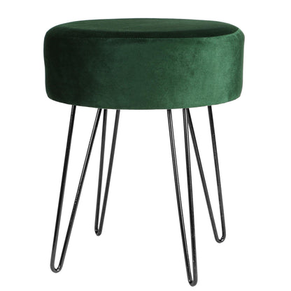 Green Round Velvet Footstool