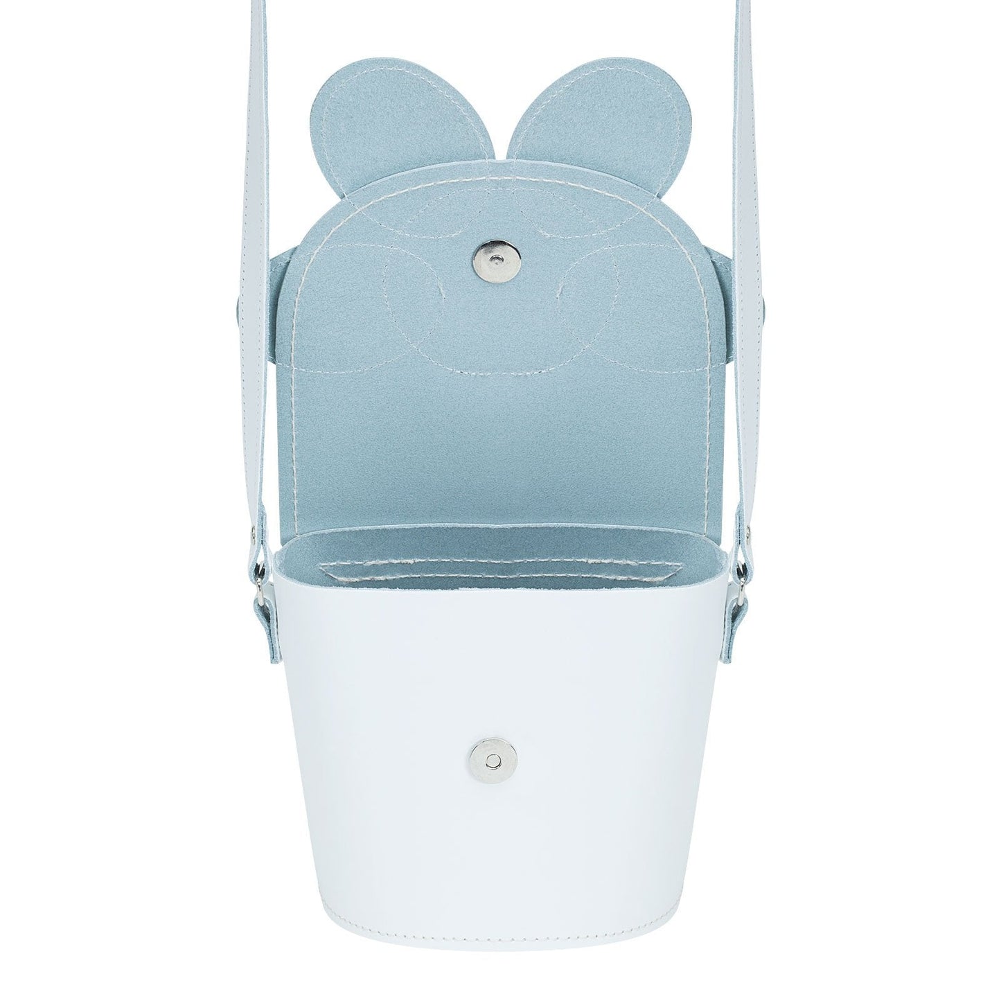 Handmade Leather Daisy Barrel Bag - White & Violet