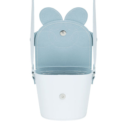 Handmade Leather Daisy Barrel Bag - White & Violet