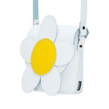 Handmade Leather Daisy Barrel Bag - White