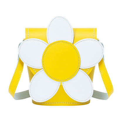 Handmade Leather Daisy Barrel Bag - Pastel Yellow