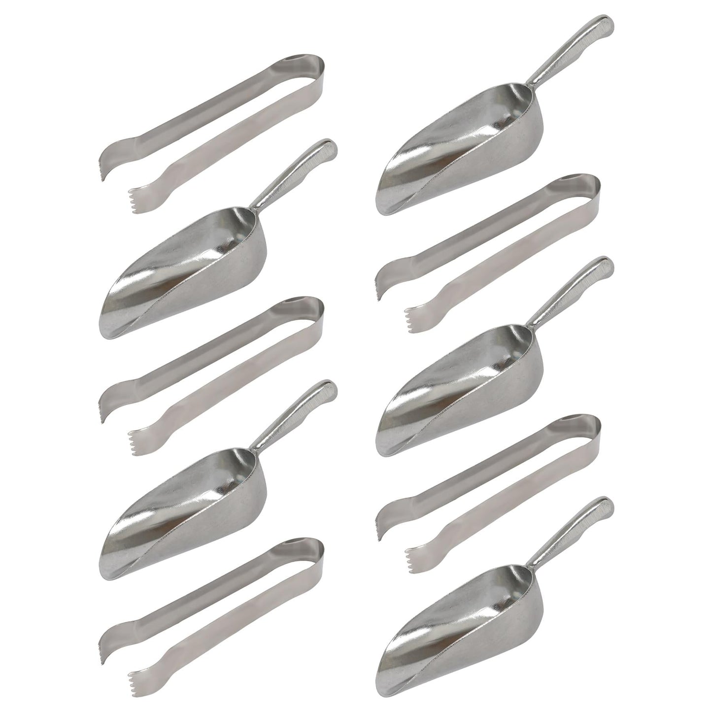 10pc Aluminium Ice Scoops & Tongs Set