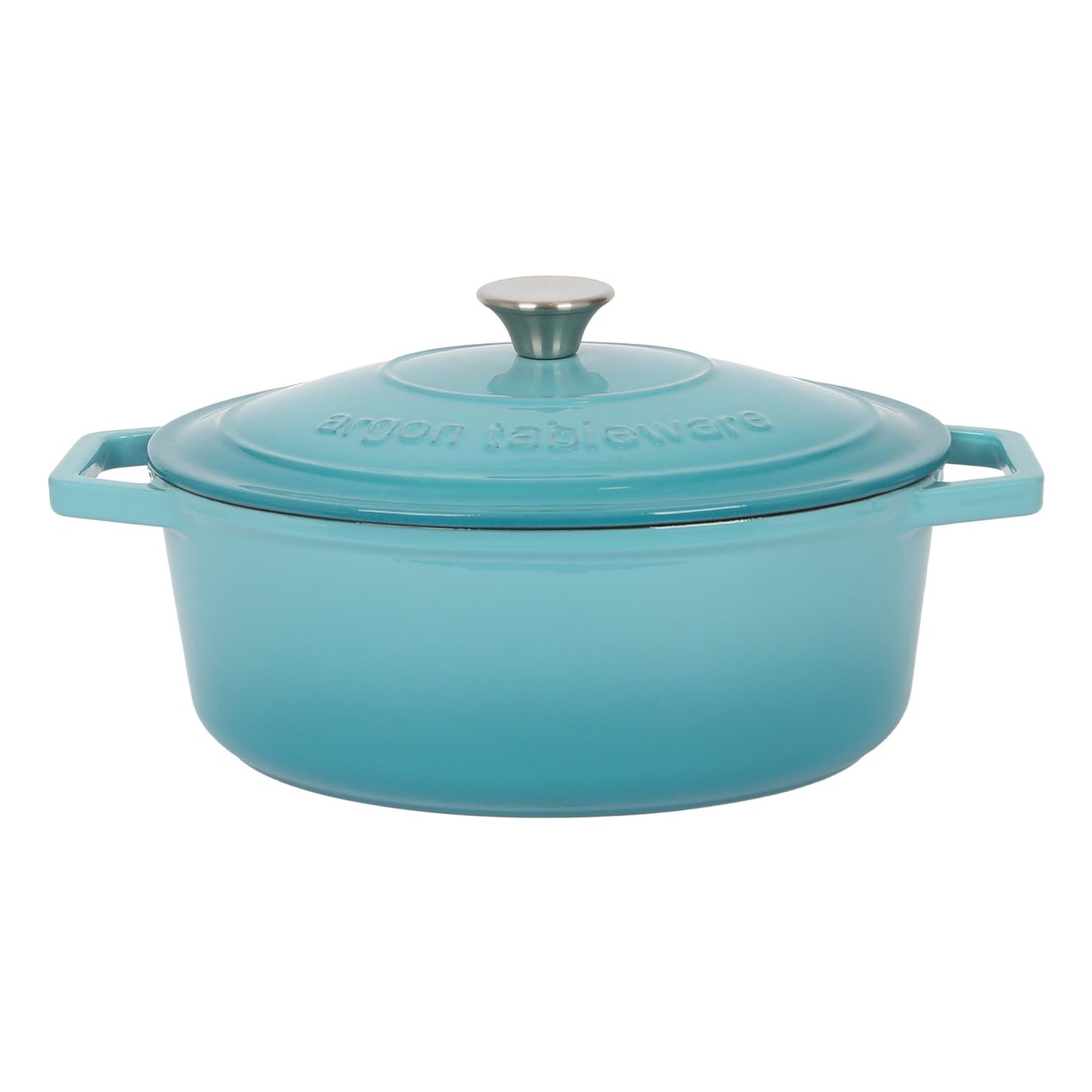 4.68L Teal Ombre Oval Cast Iron Casserole Dish