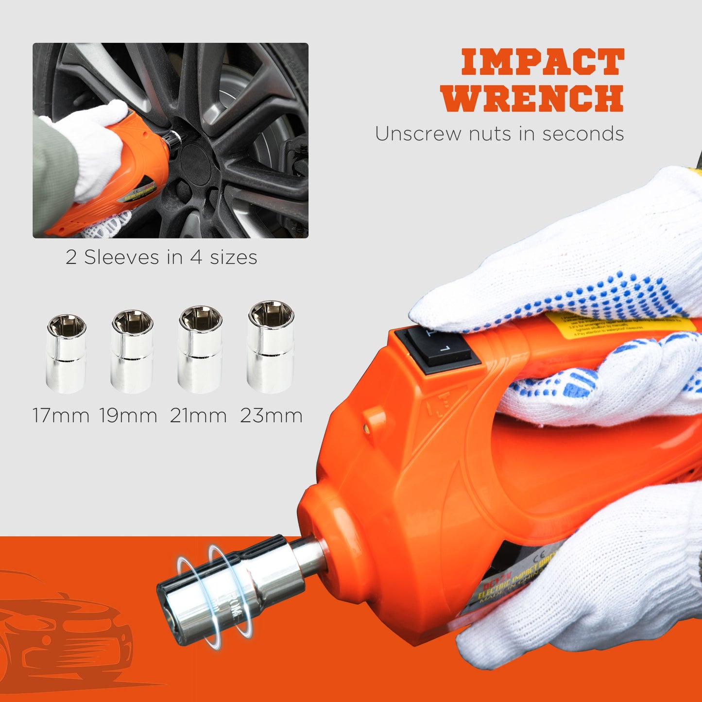 Auto 12Vv DC 5 Ton Electric Car Jack & Impact Wrench With Protective Carry Case by Durhand