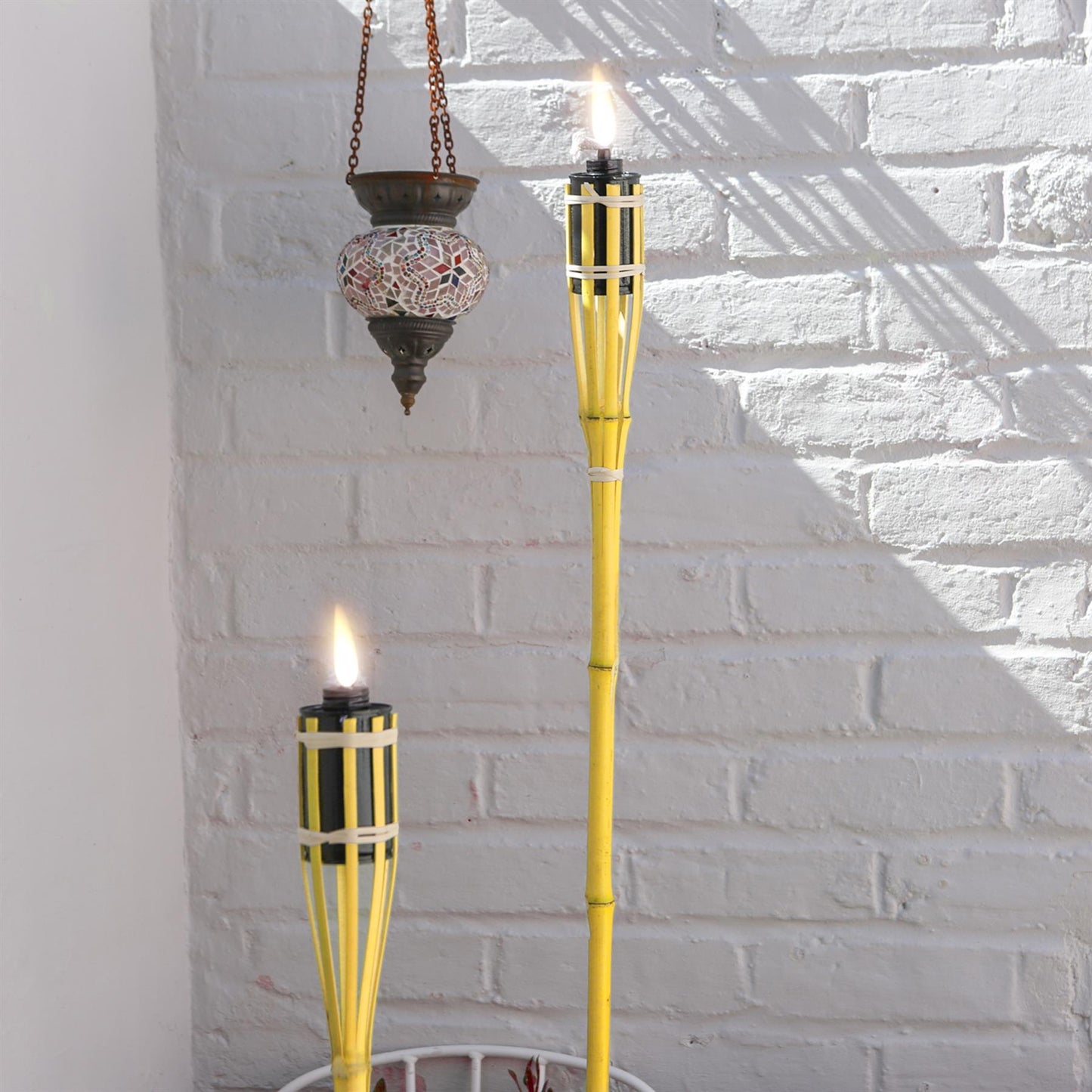 Yellow Bamboo 60cm Garden Fire Torches - Pack of Six