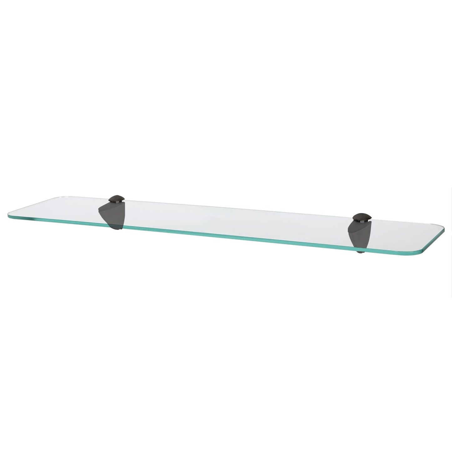 60cm Rounded Floating Glass Shelf with Black Fixings