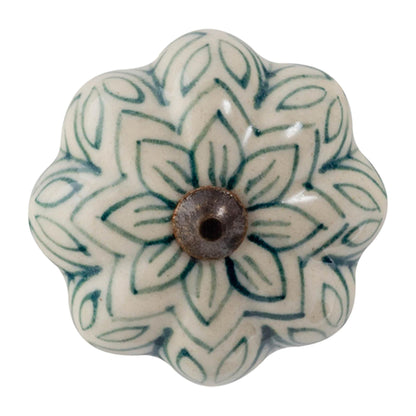 Vintage Floral Ceramic Cabinet Knob