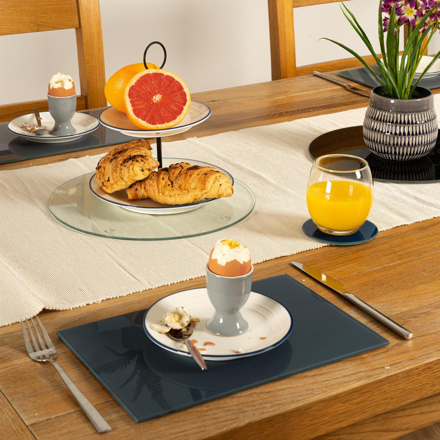12pc 30cm x 20cm Glass Placemats & Coasters Set