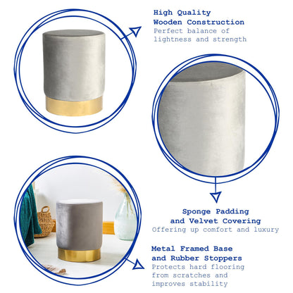 Round Velvet Footstool