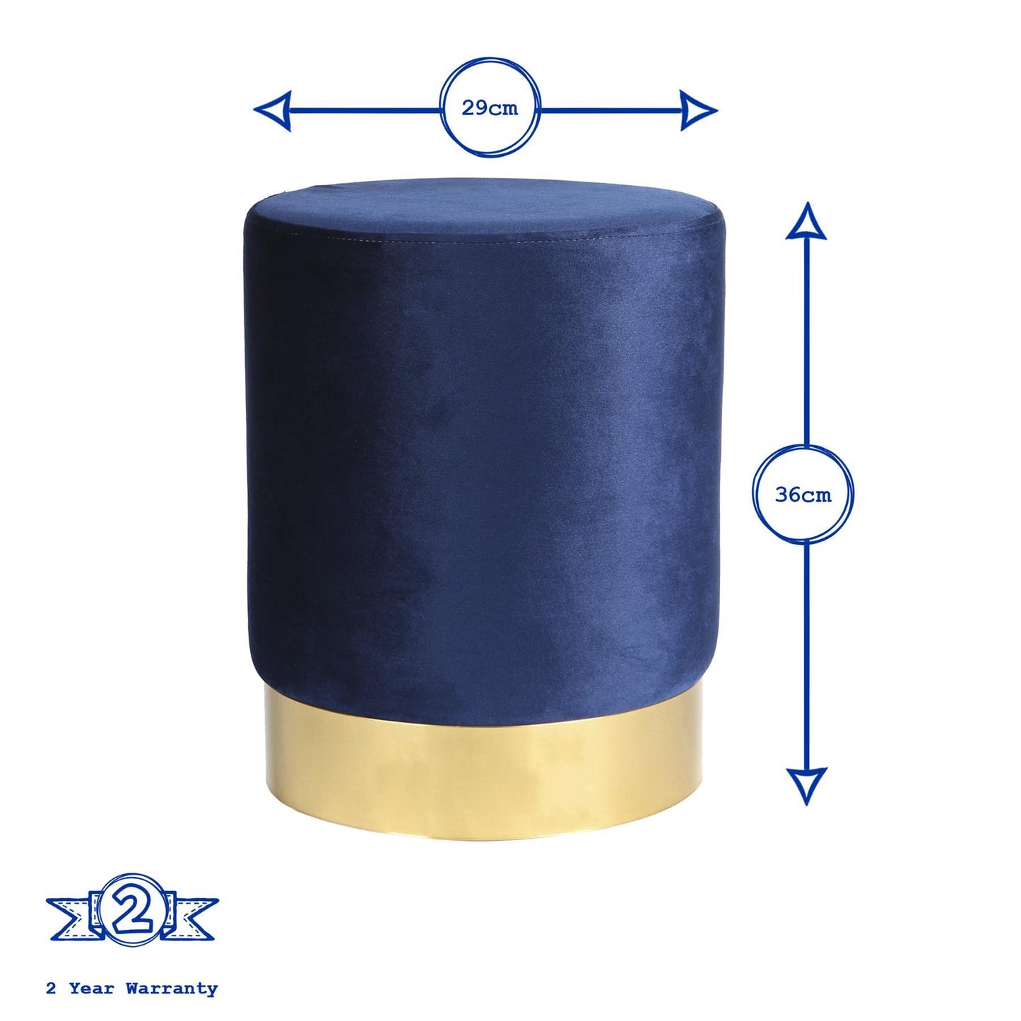 Round Velvet Footstool