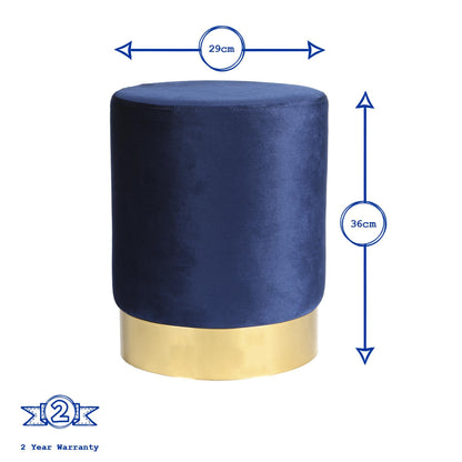 Round Velvet Footstool