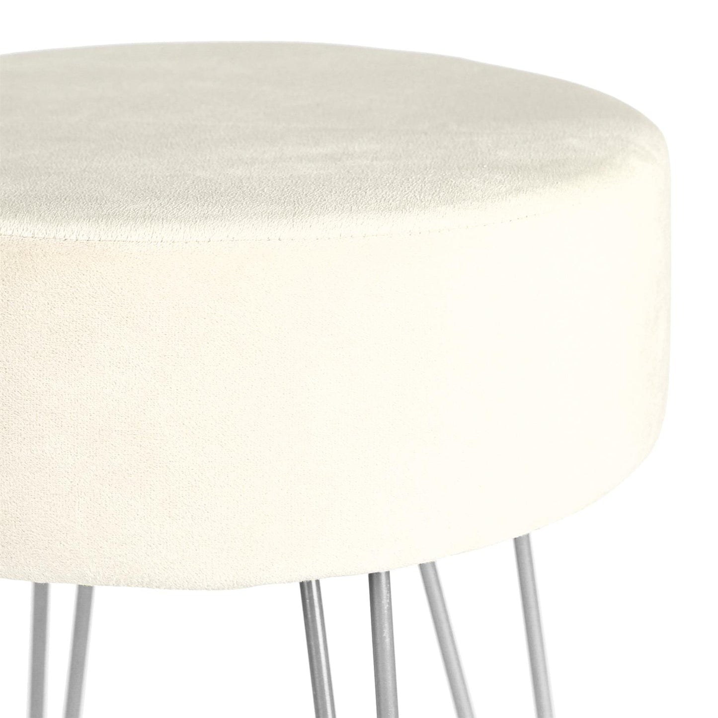 Cream Round Velvet Footstool