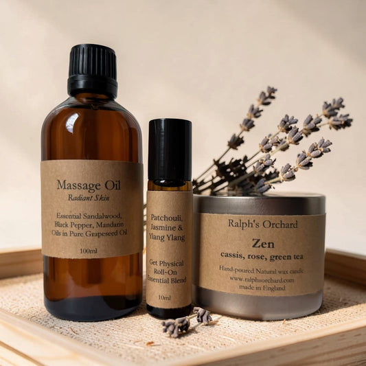 Destress Gift Set | Candle, Massage Oil & Aromatherapy Roll-On