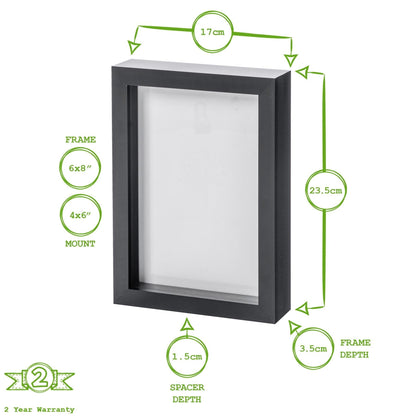 A5 (6" x 8") 3D Box Photo Frame with 4" x 6" Mount