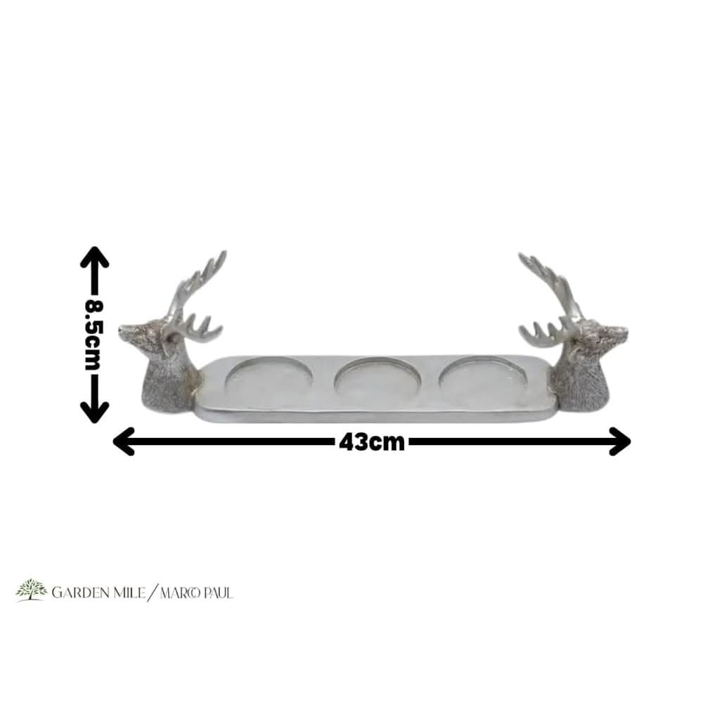 Silver Stag 3 Pillar Candle Holder