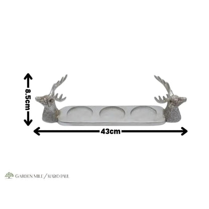 Silver Stag 3 Pillar Candle Holder