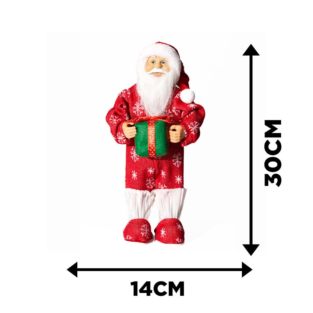 Christmas Deluxe Standing Traditional Red 30cm Santa Claus in Pyjamas