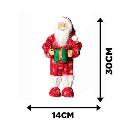 Christmas Deluxe Standing Traditional Red 30cm Santa Claus in Pyjamas