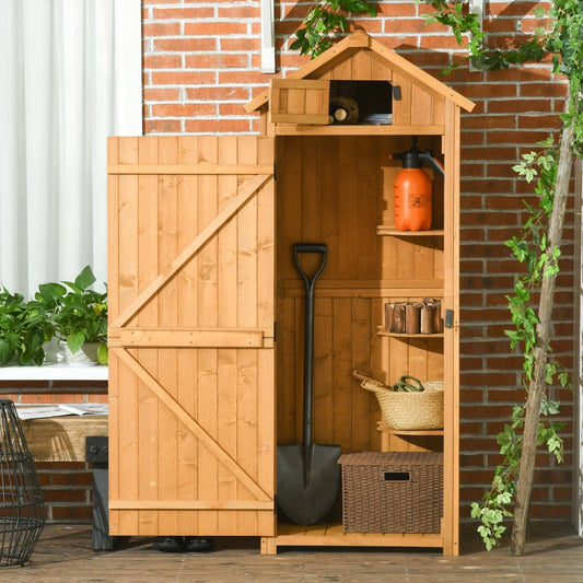 Rustica 179cm Single Door Apex Garden Store Fir Wood Teak by Steadfast