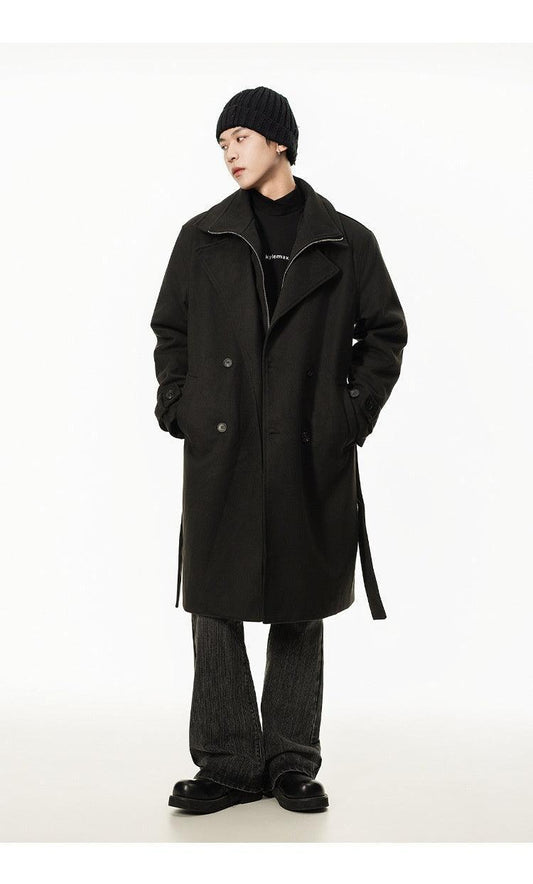 Double Breasted Men's Over the Knee Trench Coat