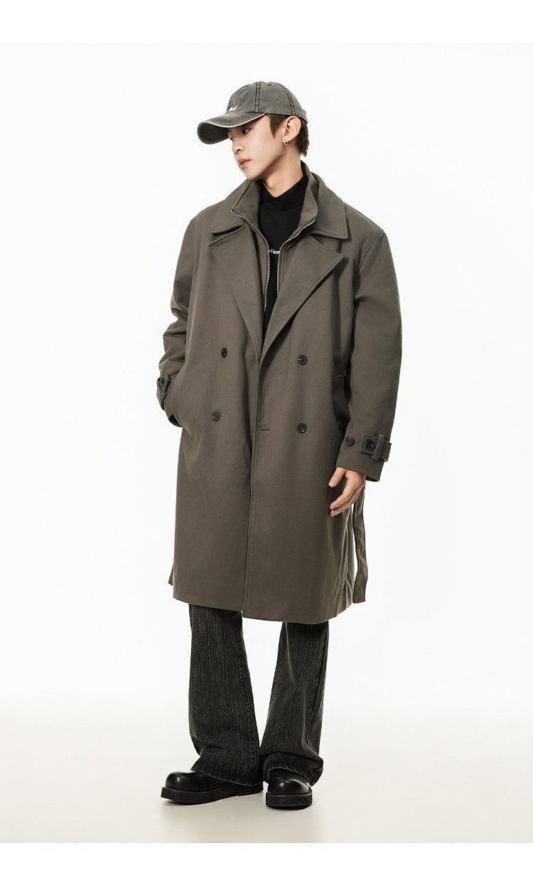 Double Breasted Men's Over the Knee Trench Coat