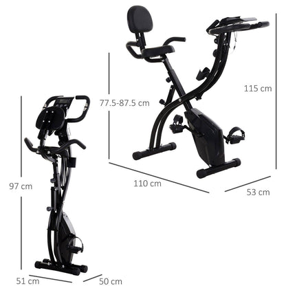 2-in-1 Foldable Exercise Bike Recumbent Stationary Bike 8-Level Adjustable Magnetic Resistance with Pulse Sensor LCD Display