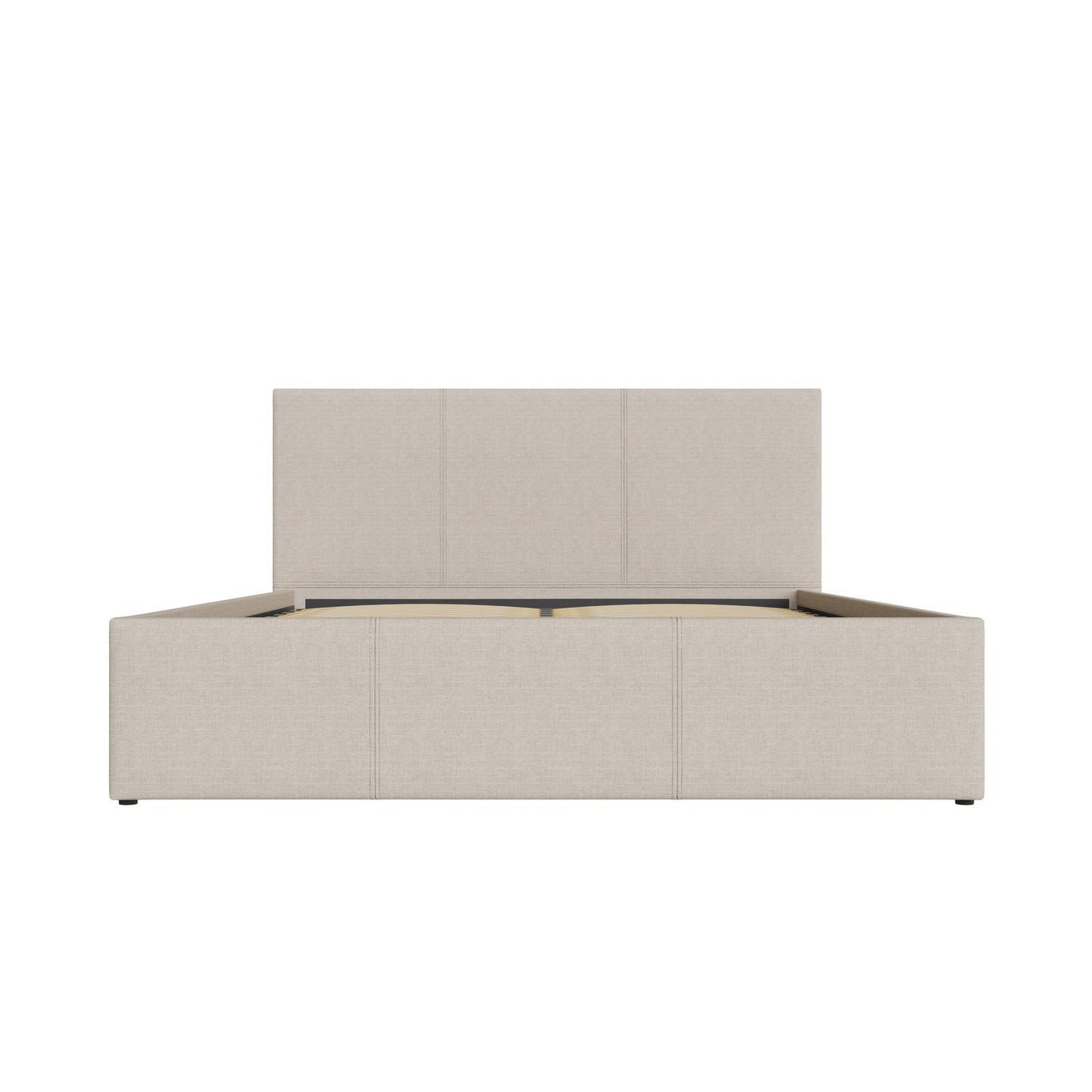 Side Lift Small Double Ottoman Bed Metal & Wood Natural 4 x 7ft