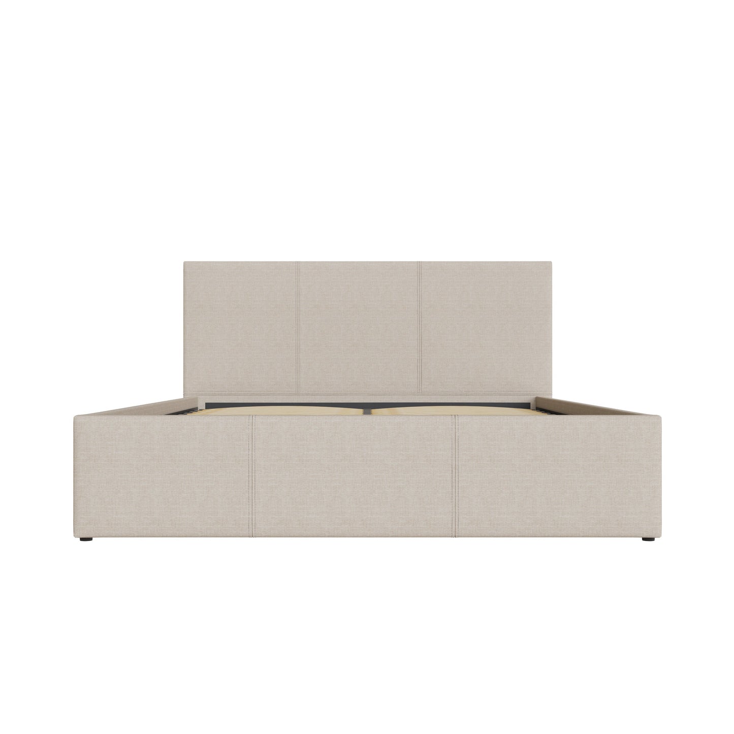 Side Lift Double Ottoman Bed Metal & Wood Natural 5 x 7ft