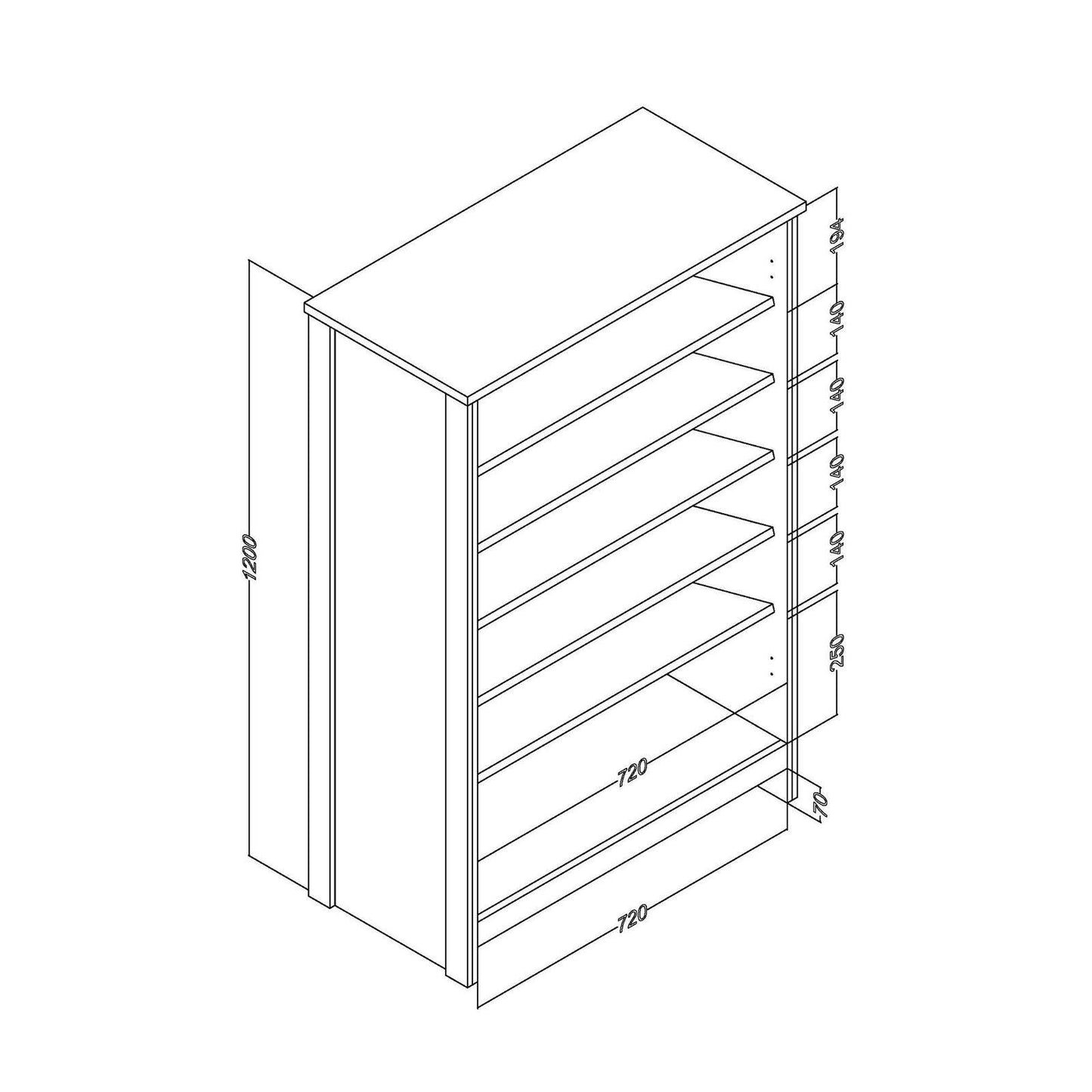 Lancaster Tall Shoe Storage Black & Oak 2 Doors 6 Shelves