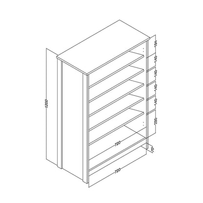 Lancaster Tall Shoe Storage Black & Oak 2 Doors 6 Shelves