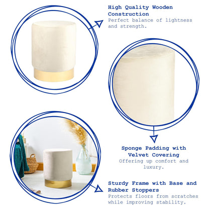 Round Velvet Footstool