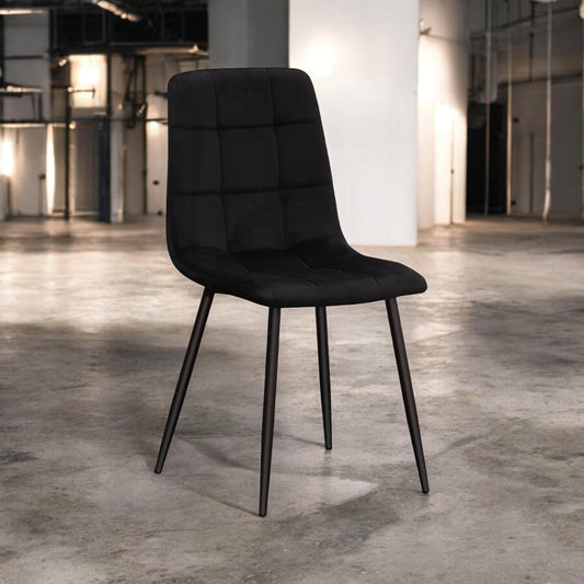Chair - Tufted Fabric/Metal - L52 x W44 x H86 cm - Black
