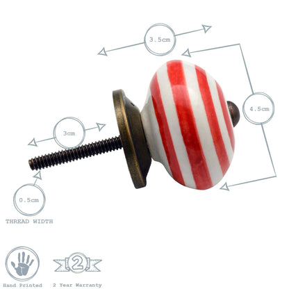 Round Stripe Ceramic Cabinet Knob