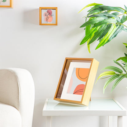 8" x 10" Light Wood 3D Deep Box Photo Frame - with 5" x 7" Mount