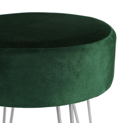 Green Round Velvet Footstool