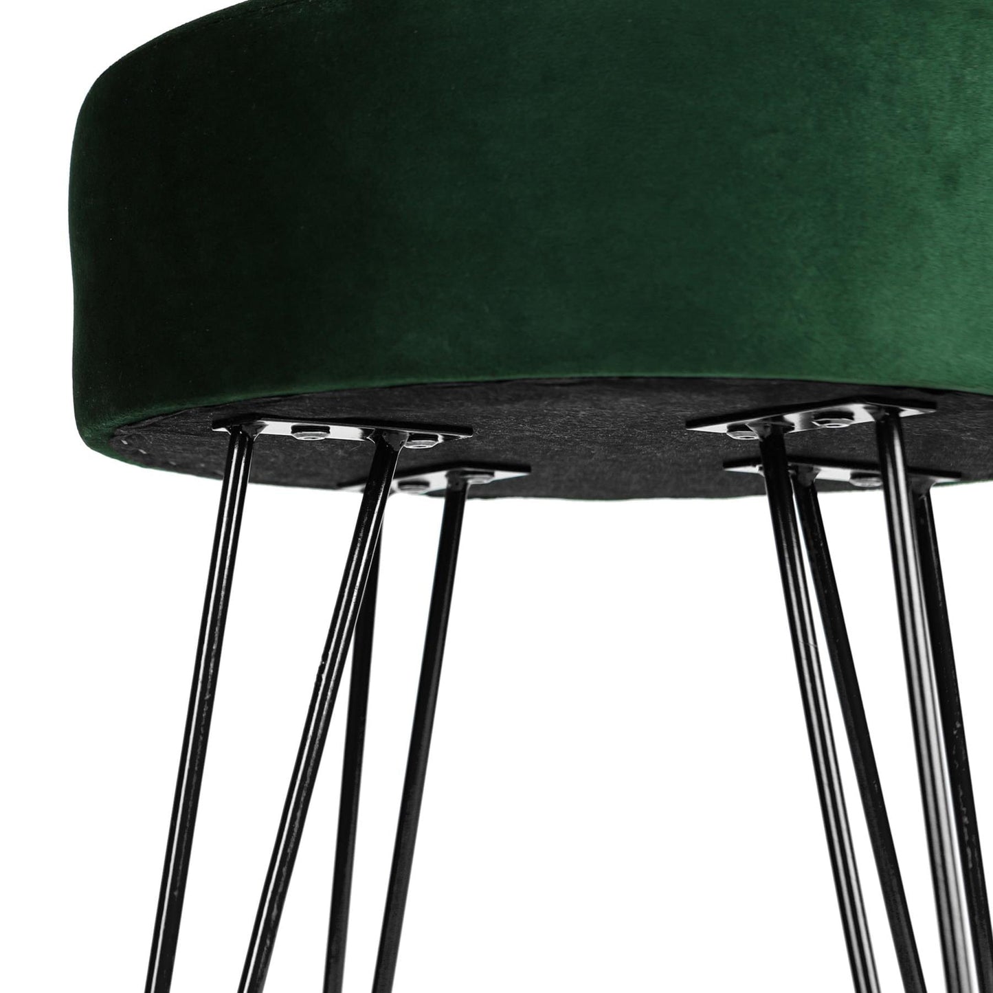 Green Round Velvet Footstool