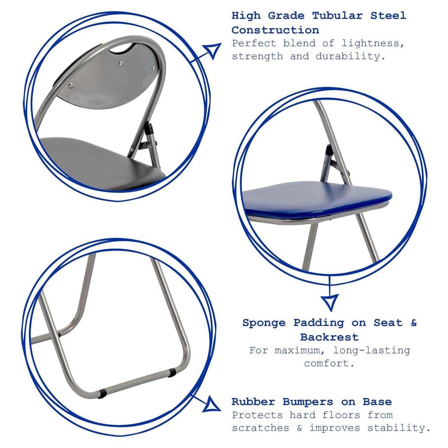 White Curved Padded Folding Chair - Pack of Six