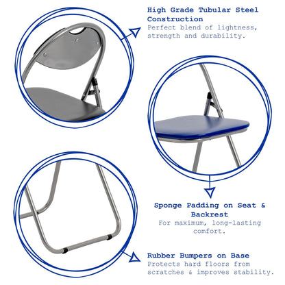 White Curved Padded Folding Chair - Pack of Six
