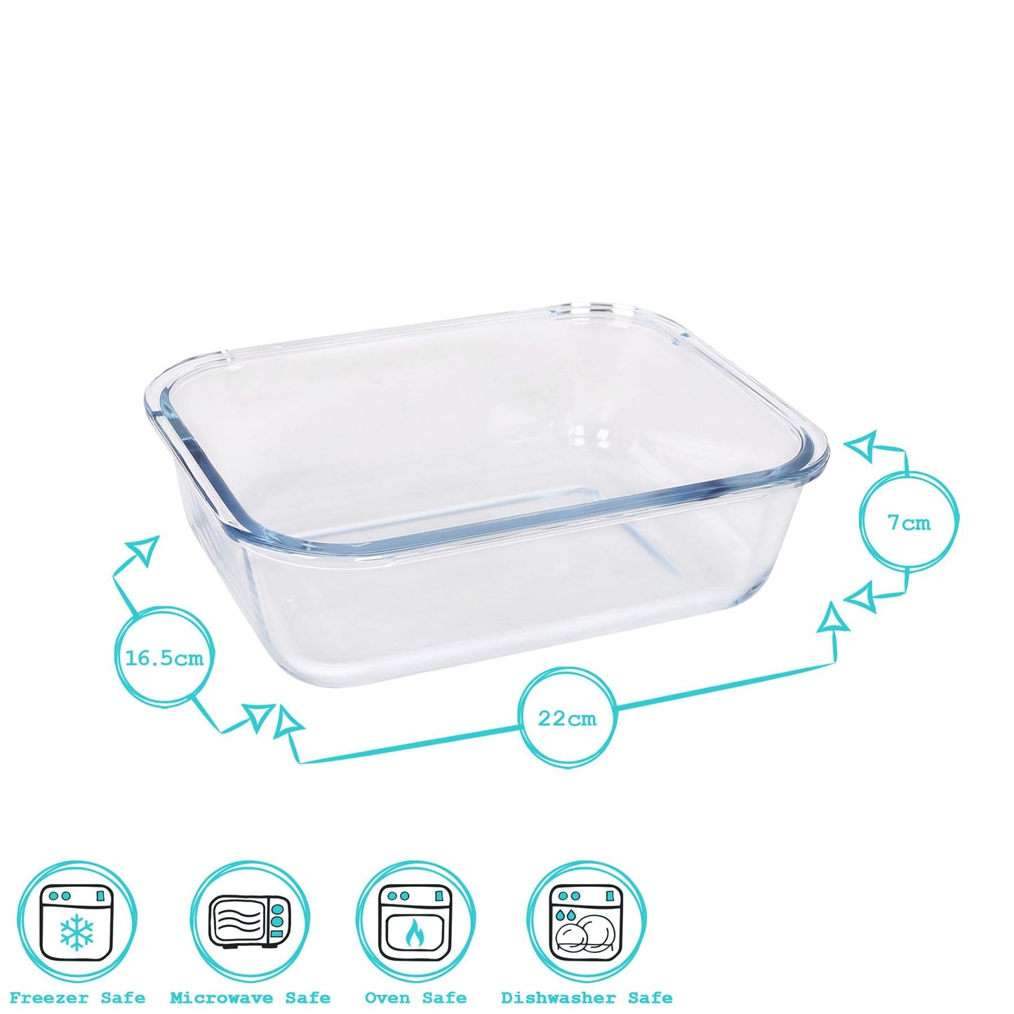 Rectangular Glass Cake Dish - 22cm x 16.5cm