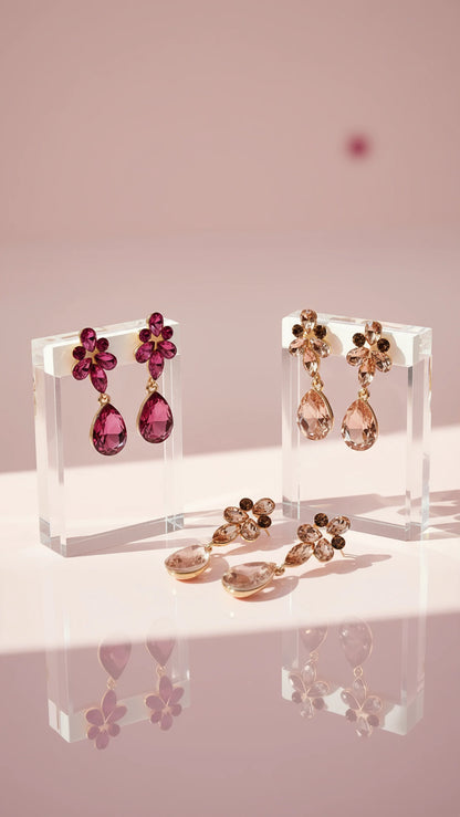 Tear Drop Cluster Drop & Dangle Earrings