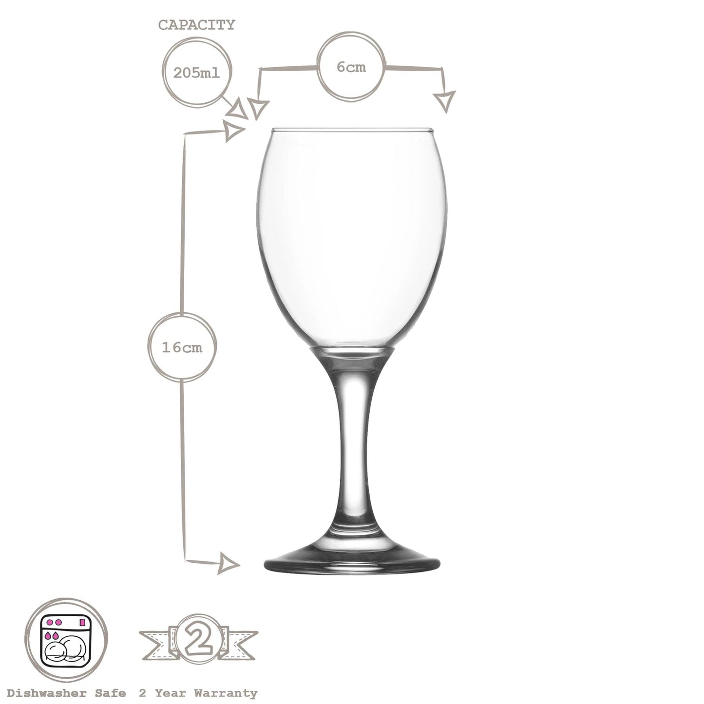 205ml Empire White Wine Glasses - Pack of Six