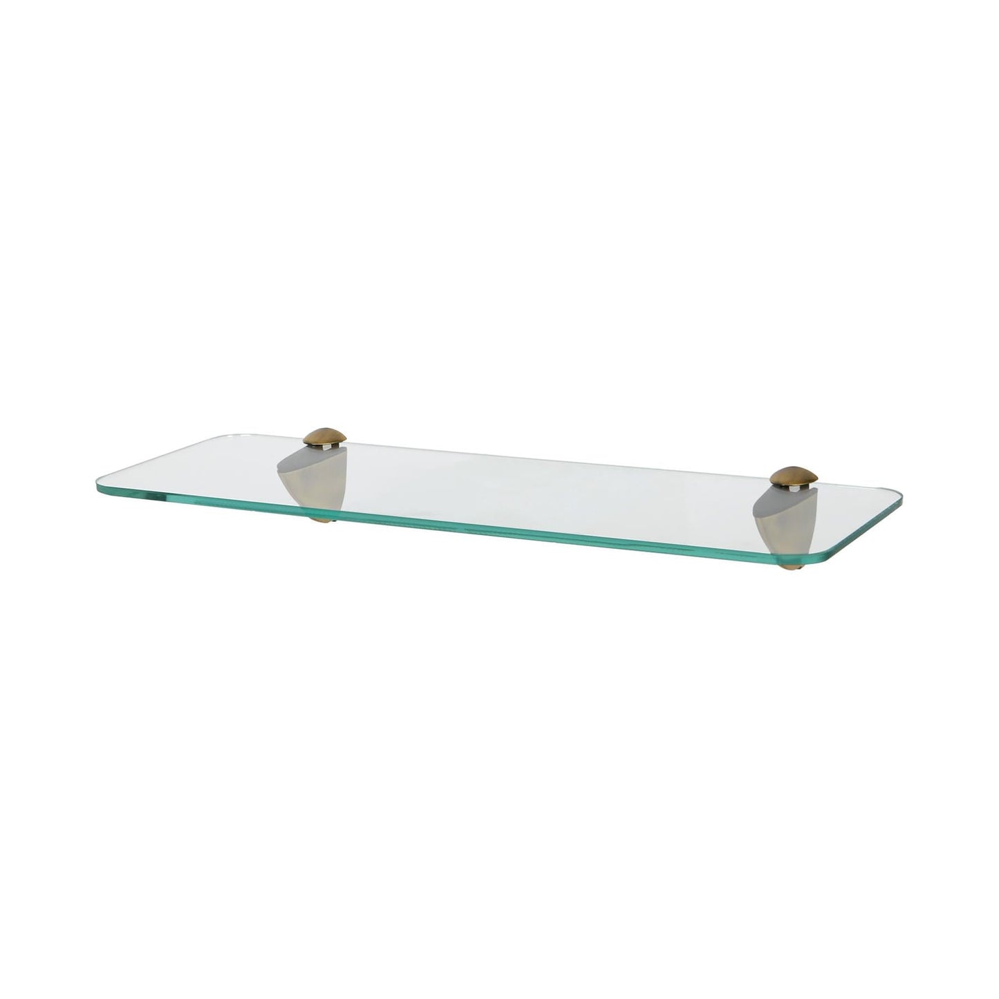40cm Rounded Floating Glass Shelf with Gold Fixings