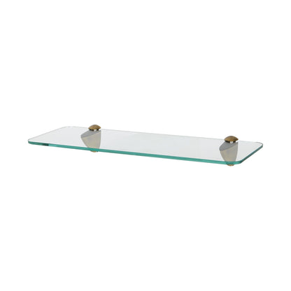40cm Rounded Floating Glass Shelf with Gold Fixings