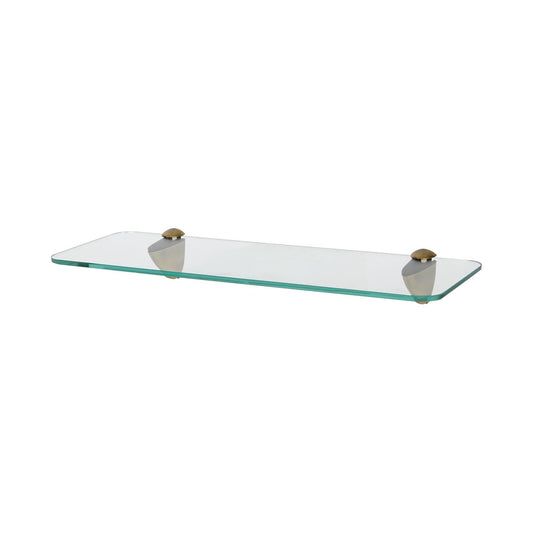 40cm Rounded Floating Glass Shelf with Gold Fixings