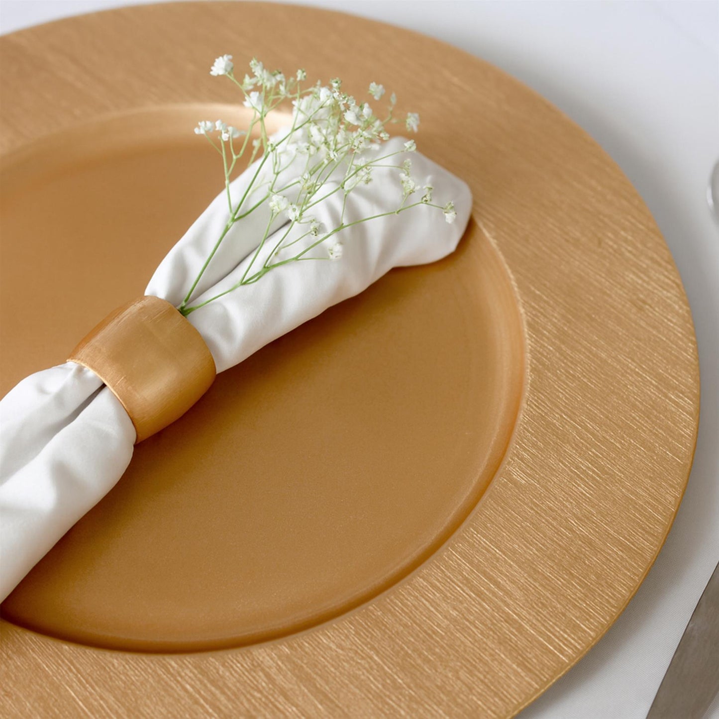 12pc Round Ribbed Charger Plates Set - 33cm