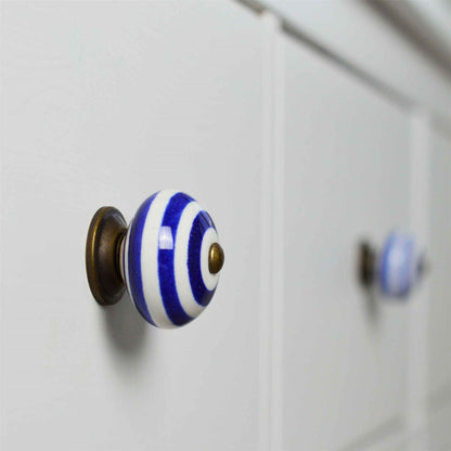 Round Stripe Ceramic Cabinet Knob